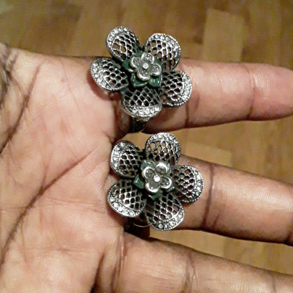 Aust. crystals, stainless steel enamel rings